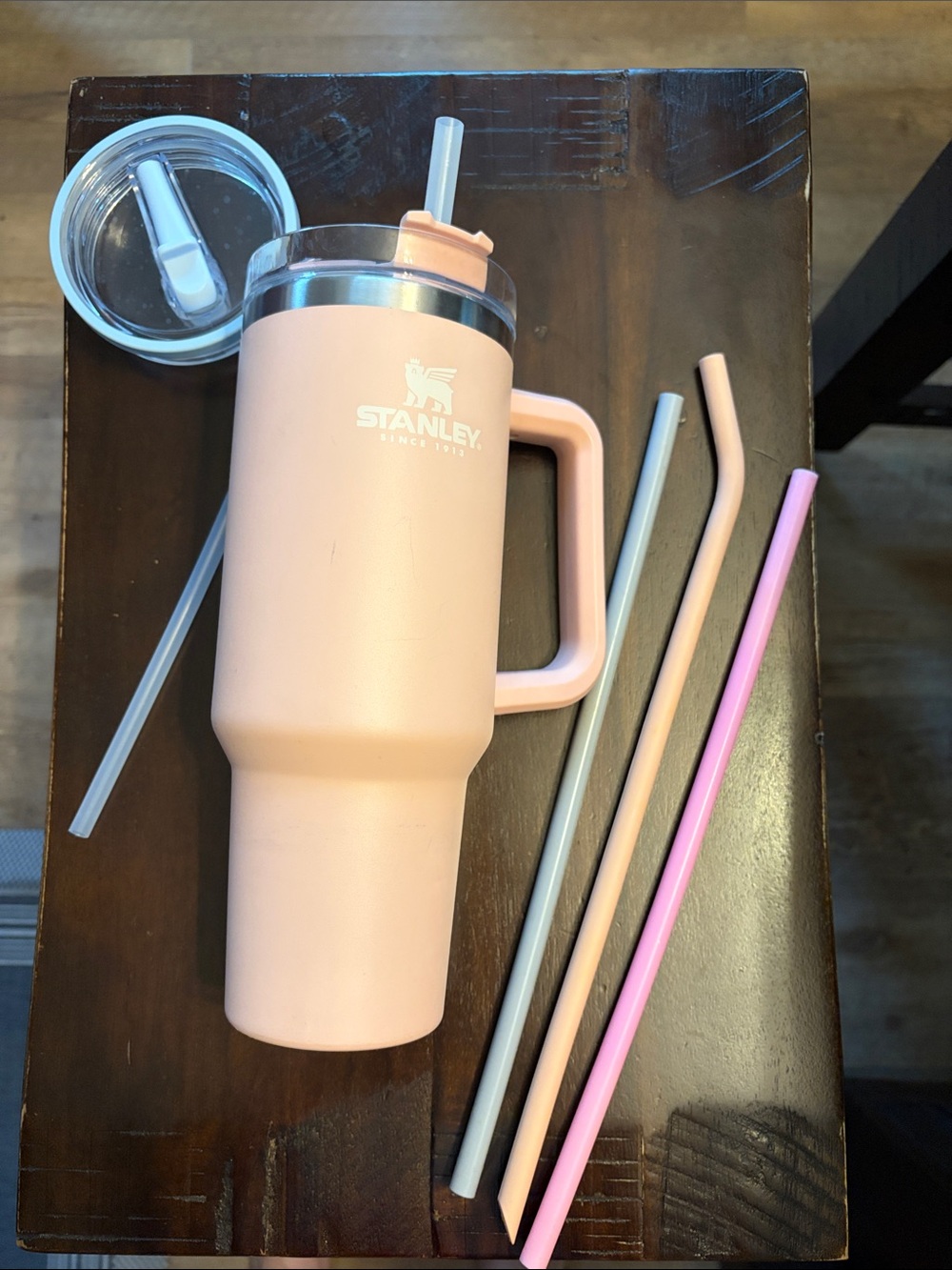 Stanley Blush Pink Insulated Tumbler with Handle and Straw Set
